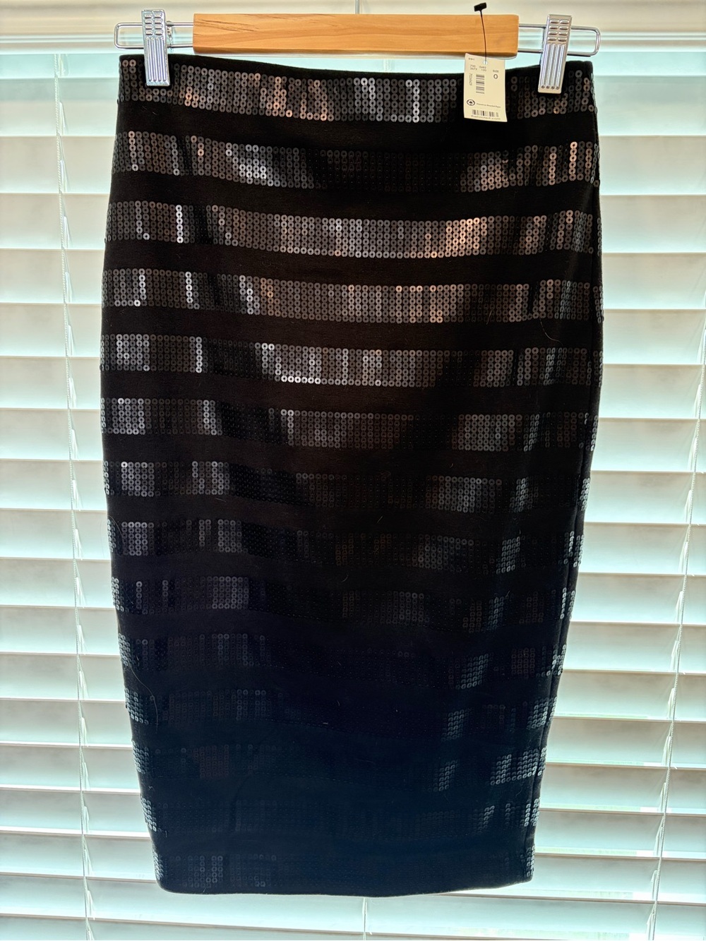 The Limited Black Sequin Stripe Pencil Skirt